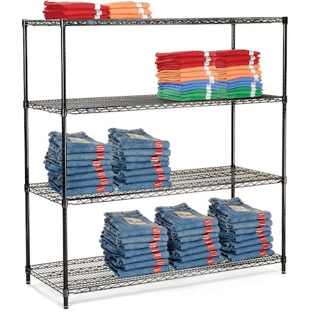 Nexel 4 Tier Black Epoxy Wire Shelving Starter Unit, 54W x 14D x 63H 14546B